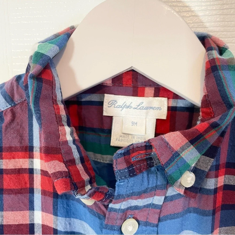 Ralph Lauren plaid button down shirt 9m